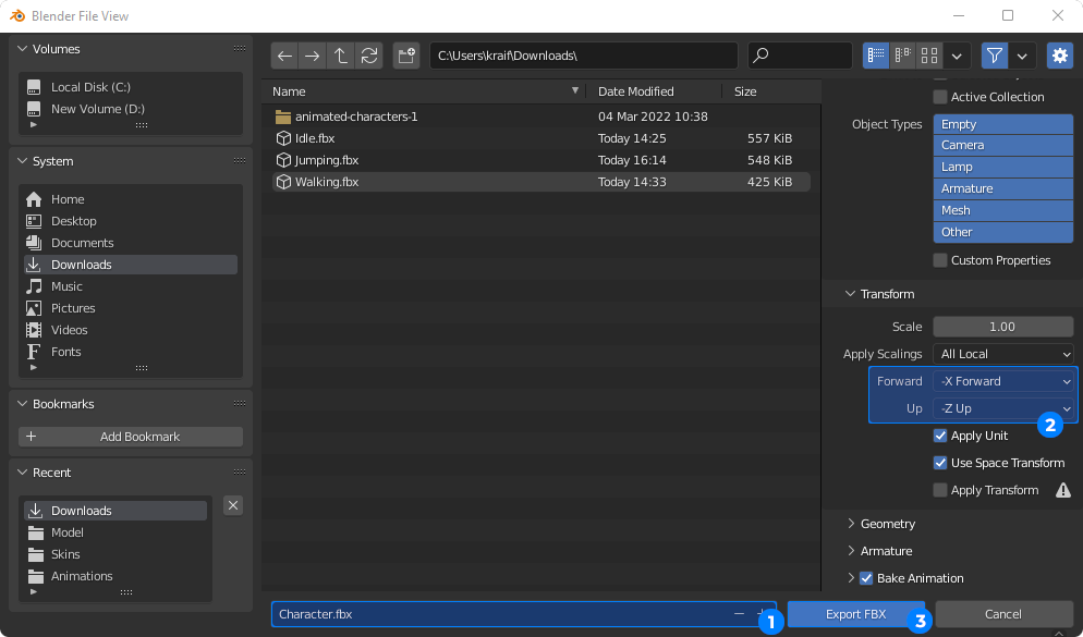 Export FBX