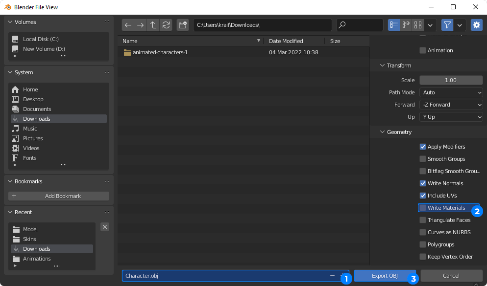 Export OBJ
