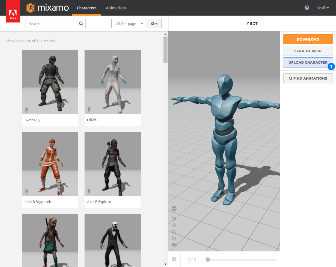 Click upload character