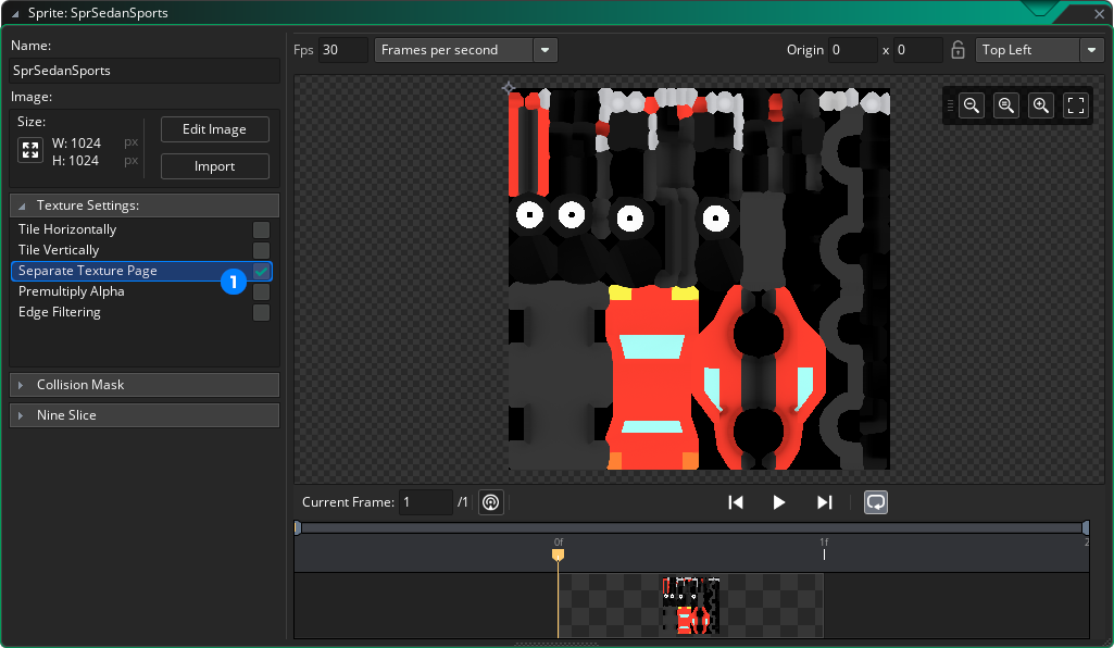 Check the "Separate Texture Page" checkbox