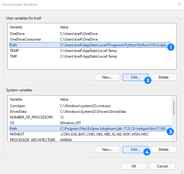 Select "Path" and click "Edit"