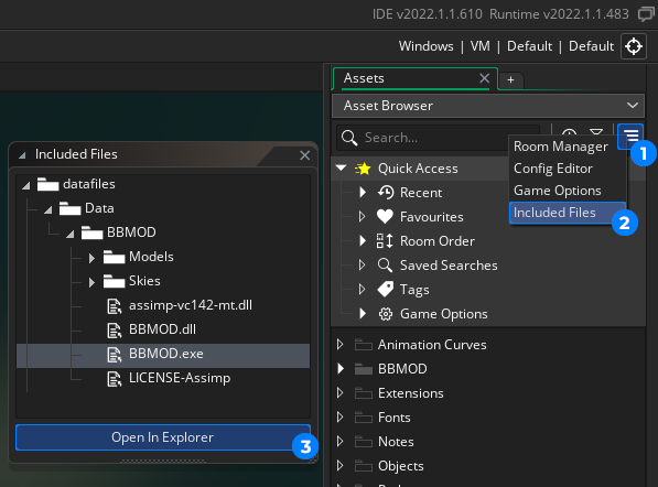 Open Included Files in explorer